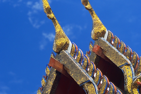 Roof detail at Wat Po Temple, Bangkok, Thailand