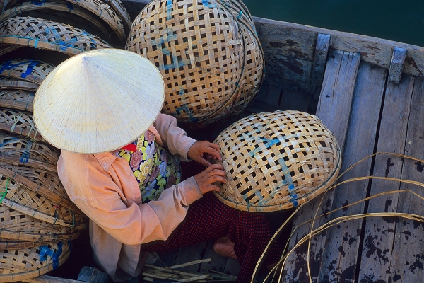 Woman Weaving Baskets, Hoi An, Vietnam